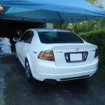 White Acura TL back view